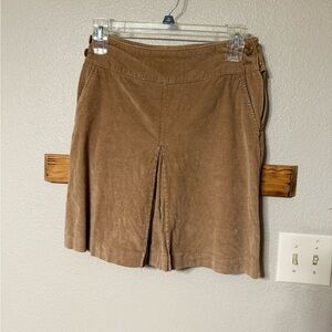 Rafaella Camel Corduroy Mini Skirt with Front Slit